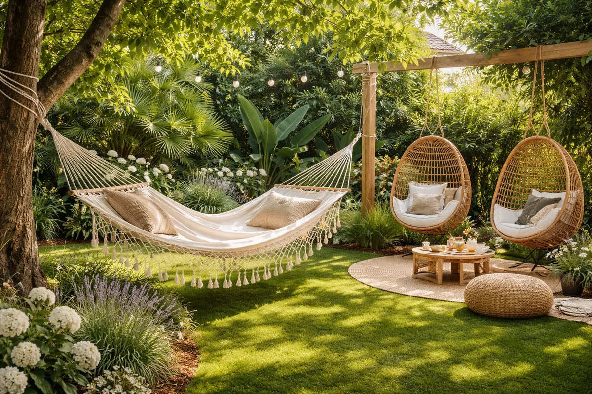 Comment aménager un jardin avec hamac et fauteuils suspendus pour une détente optimale